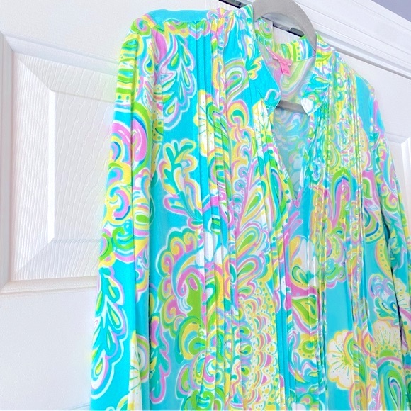 Lilly Pulitzer Shorely Blue Double Trouble Paisley Sarasota Tunic, S - Picture 4 of 12